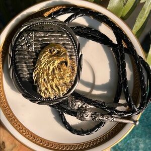 Vintage Eagle Bolo Tie Necktie Necklace